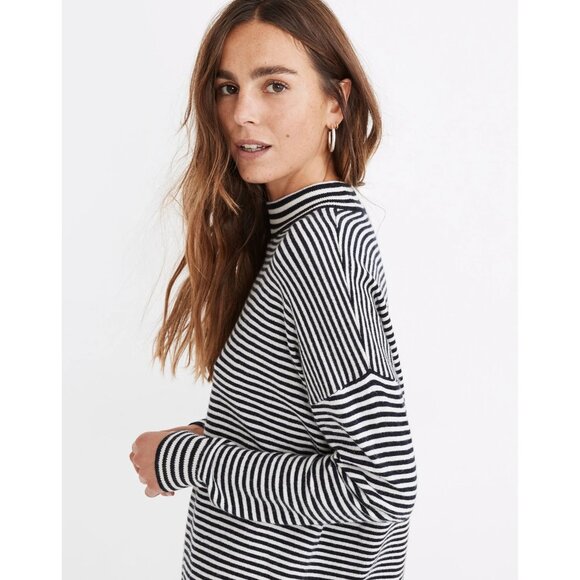 Madewell Stripe-Mix Ashbury Mockneck Sweater - Picture 1 of 13